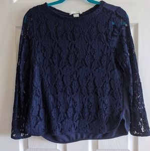 Navy Lace Sweatshirt